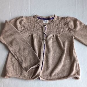 Mini Boden Cream w/ Silver Thread Long Sleeved Cardigan Girl's Size 7